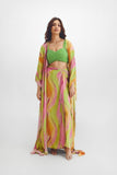 Beaded Bustier + Drape Skirt + Kaftan Cape Set In Sarah