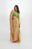 Beaded Bustier + Drape Skirt + Kaftan Cape Set In Sarah