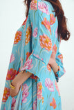 Box Pleated Tunic + Asymmetrical Cape Set In Ishaia