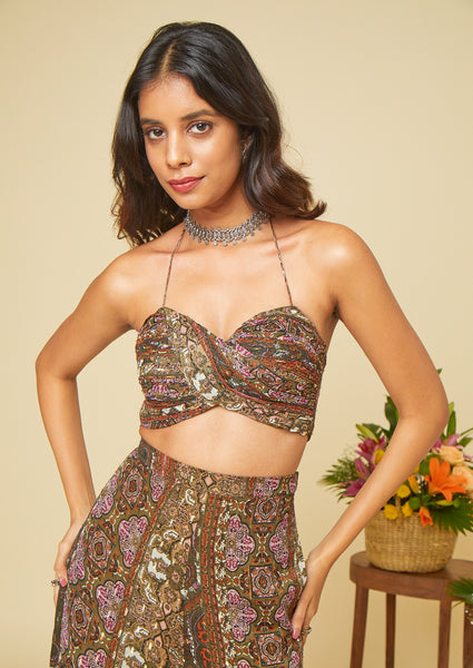 Short kaftan 3pc set in the Vamika print