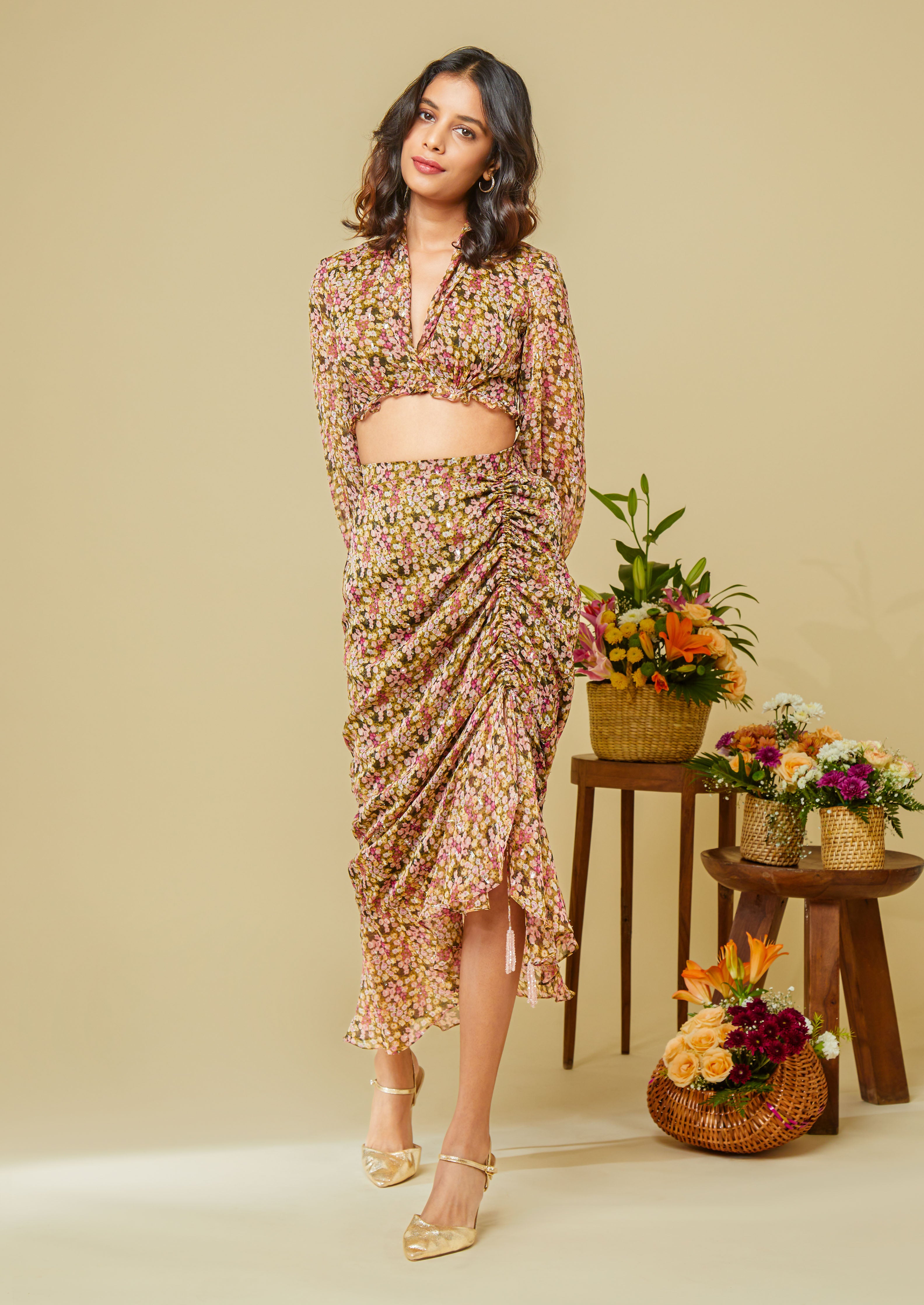 Mishka ruffle skirt in the Anaisha print