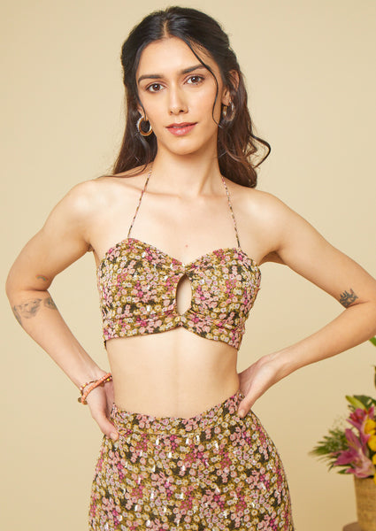 Rene cut-out top in the Anaisha print