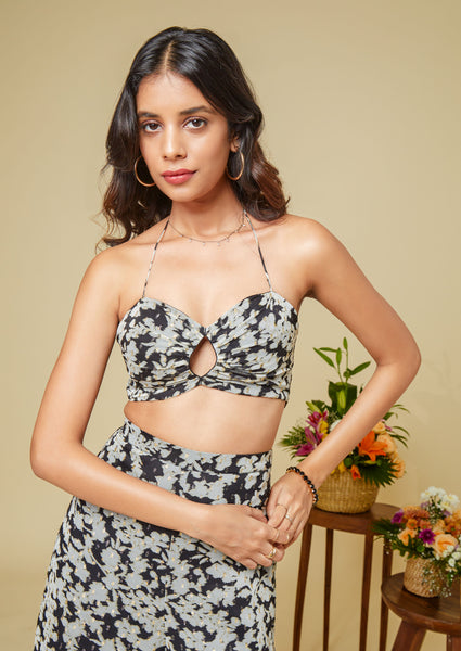 Rene cut-out top in the Suhana print